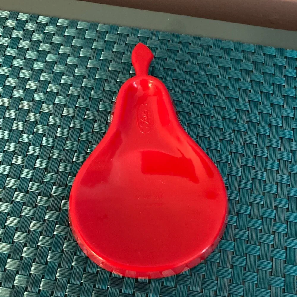 Vintage Red Plastic Pear-Shaped Spoon Rests by the Fuller Brush Co NOS